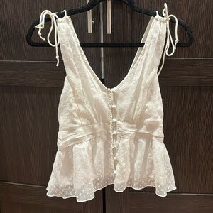 Abercrombie flowy off white top- sleeveless button down sheer 😍✨🤍